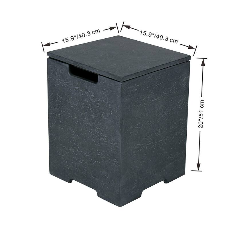 Elementi Plus Square Propane Tank Cover Hideaway Storage Box with Removable Top - Dark Grey, 15.7 x 15.7 Inches