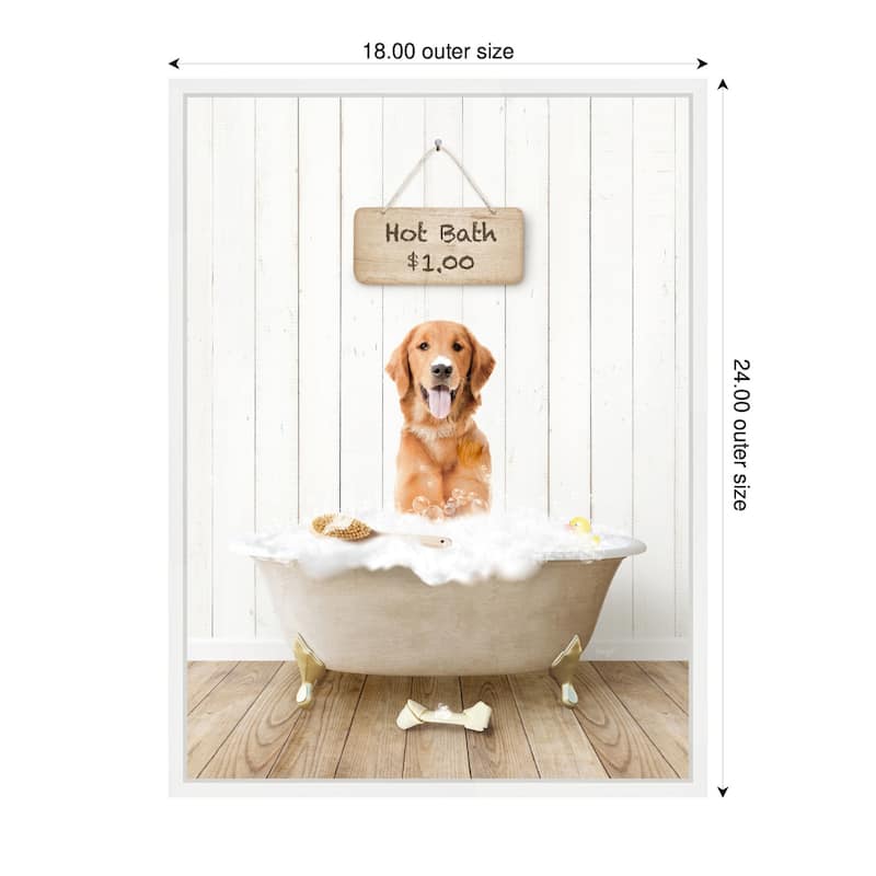 Kate and Laurel Sylvie Amber Retriever in Farmhouse Hot Bath Framed Canvas by Amy Peterson