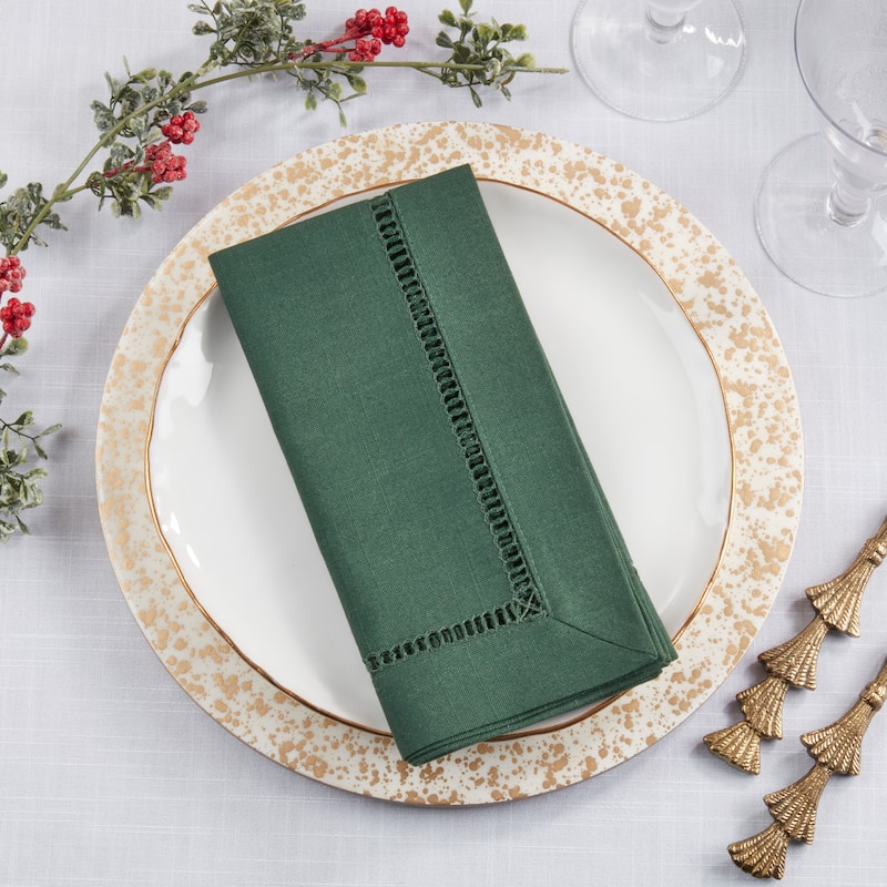 Decorative Napkins (Set of 12) - Stitched Border Detail for Dining and Entertaining