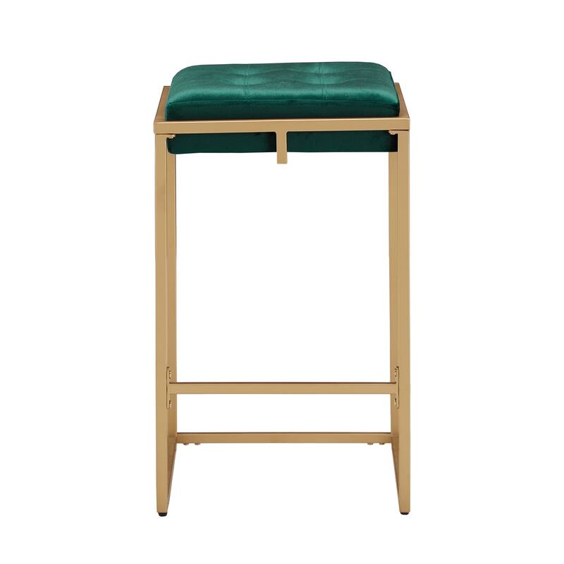 Perdita Gold Finish Velvet Button Tufted Bar Stools (Set of 2) by iNSPIRE Q Bold