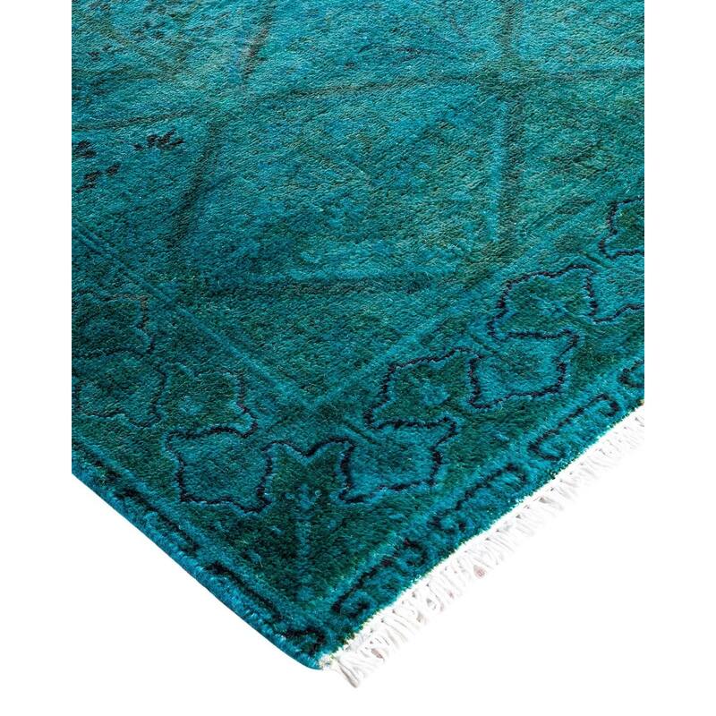 Vibrance One-of-a-Kind Hand-Knotted Runner Rug - Green, 2' 7" x 7' 4" - 2' 7" x 7' 4"