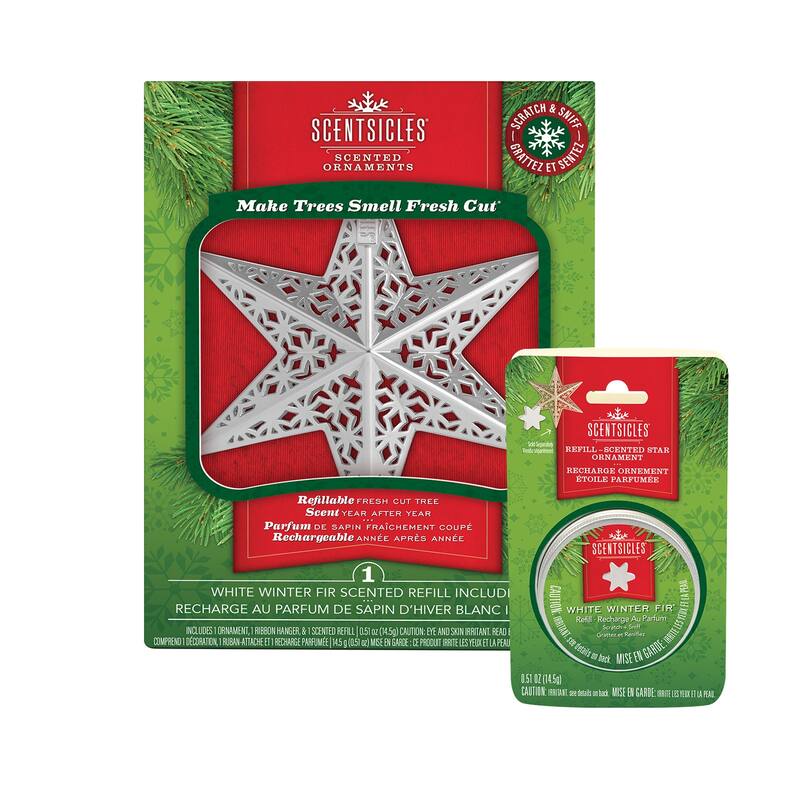 Scentsicles Decorative Ornament White Winter Fir with Refill - 4.25 in - White - Metal