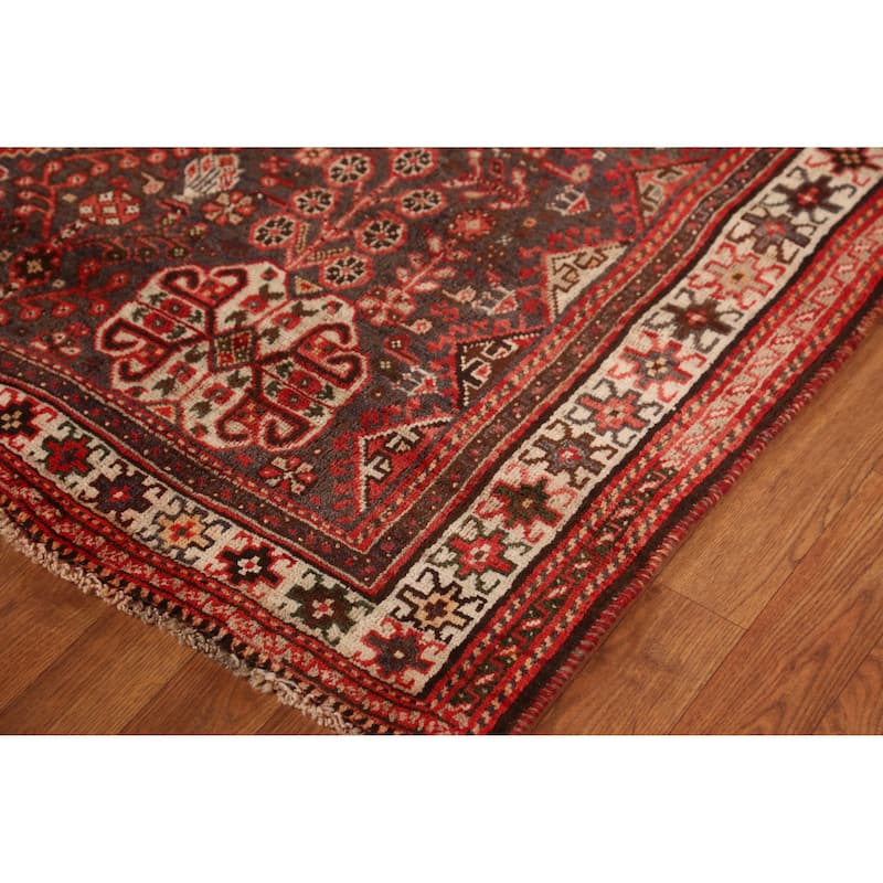 Geometric Abadeh Persian Area Vintage Rug Handmade Wool Carpet - 5'11" x 8'2"