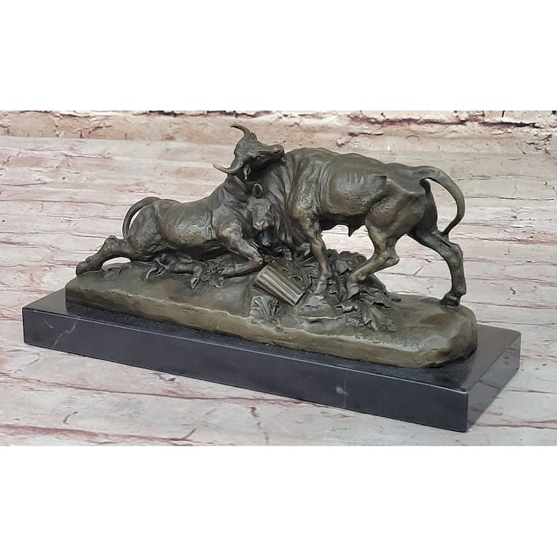 Combat De Taureaux By Clesinger Imitative Bulls Fighting Bronze Statue Sculpture 5 Inches X 10 Inches