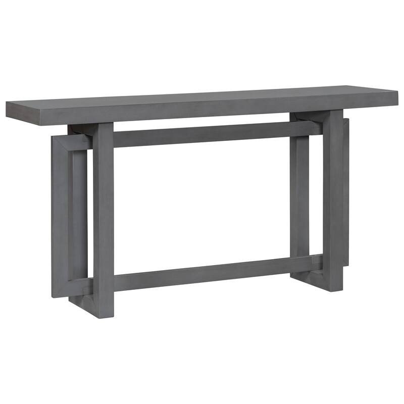 Modern Entryway Console Table with Industrial-inspired Concrete Wood Top, Hallway Foyer Sofa Long Table Entryway Table