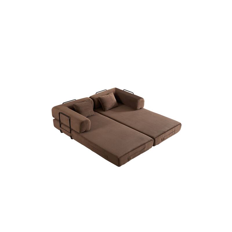 Convertible Sleeper Sofa Bed with Pillow, Modern Corduroy Folding Mattress Couch, Floor Sofa Lounge for Compact Spaces