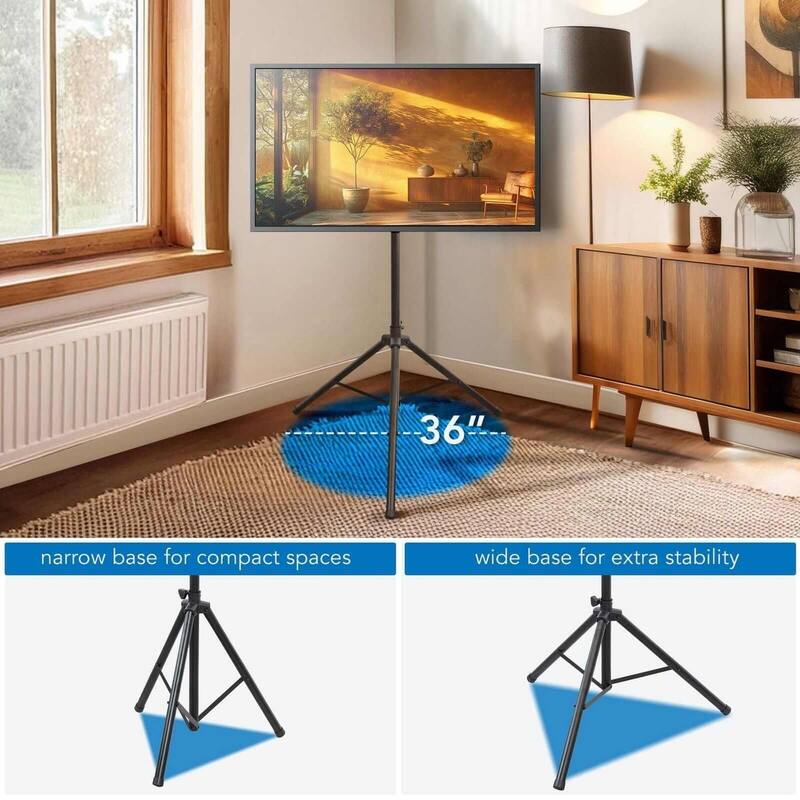Mount-It! Tripod Portable TV Stand Fits LCD LED Flat Screen TV - Black