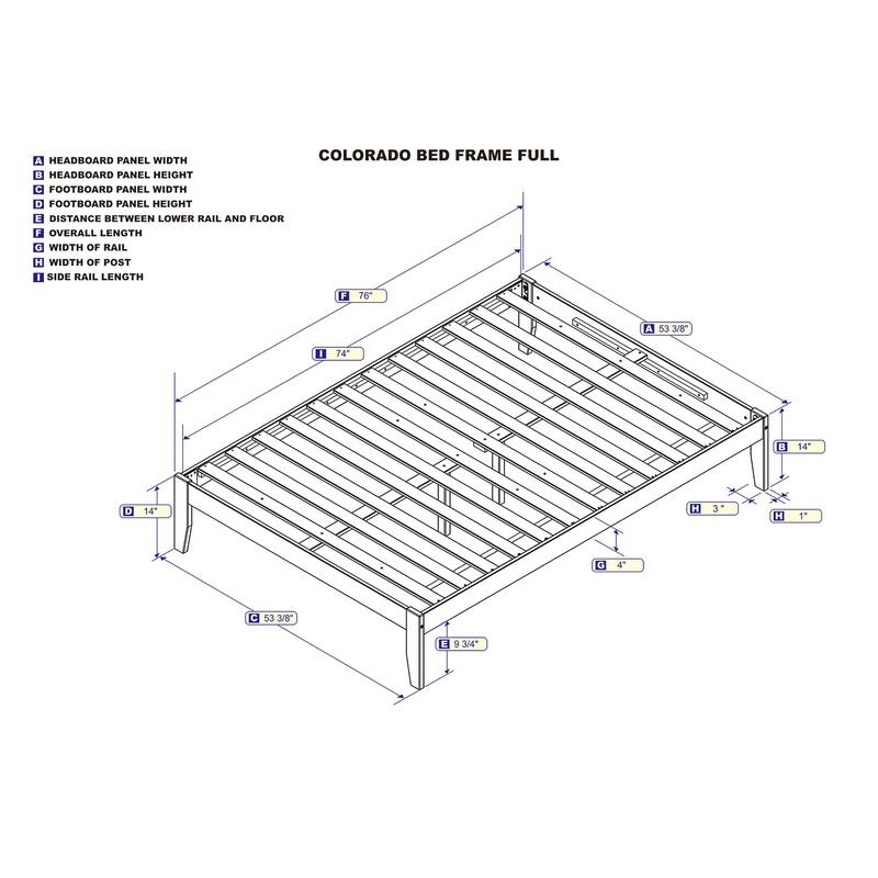 Colorado Full Platform Bed in Grey