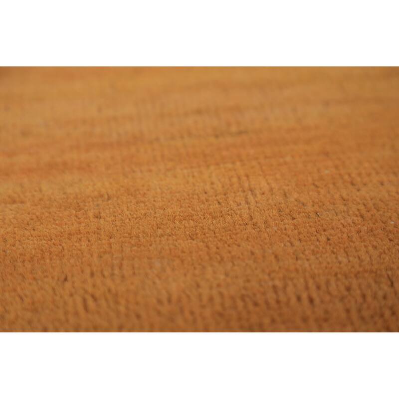 Orange Gabbeh Oriental Rug Hand-Knotted Wool Carpet - 3'0" x 3'10"