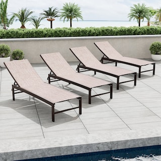 Outdoor Adjustable Aluminum Chaise Lounge Chairs for Patio Pool Terrace - See Picture