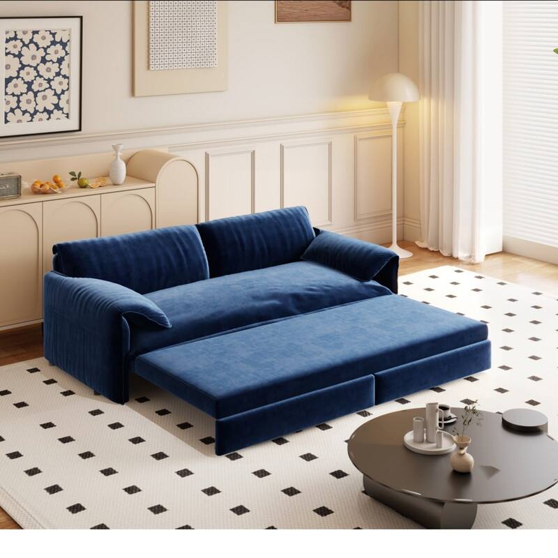 66" Queen Pull Out Sofa Bed, 3-in-1 Convertible Sleeper Sofa with Side Storage