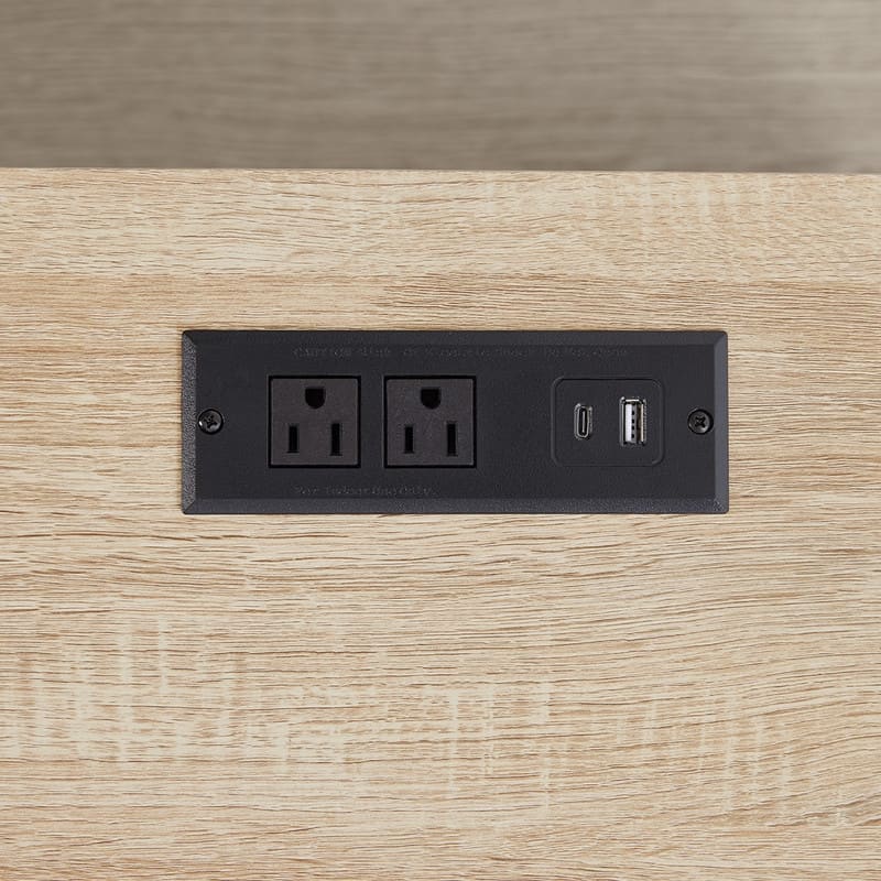 Spruce & Spring Scout Farmhouse Solid Wood Nightstand with 2 Drawers and Type-C, USB & 2 Power Outlets