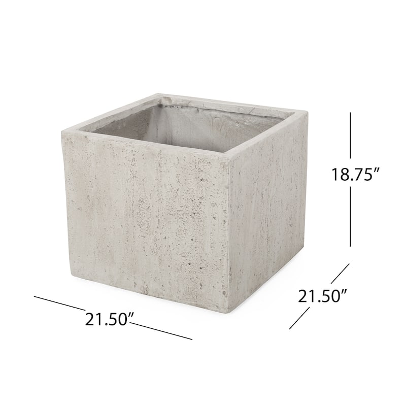 Ella Outdoor Cast Stone Square Planter by Christopher Knight Home