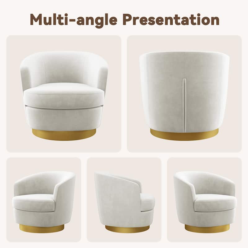 360 Degree Velvet Swivel Club Chair, Soft & Comfotable