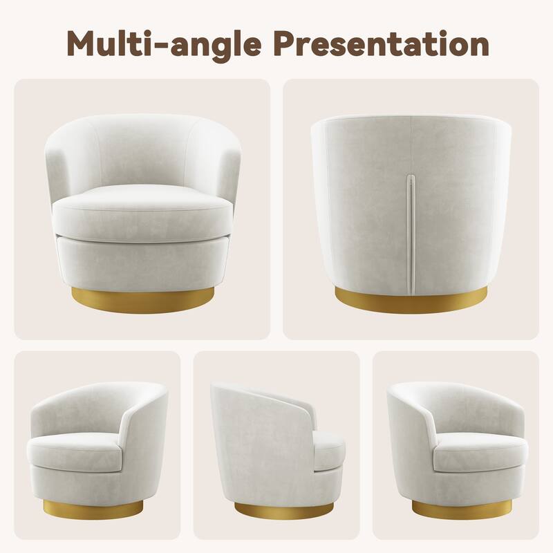 Set of 2 Velvet Swivel Club Chair Set, Soft & Comfotable - 2 Pieces
