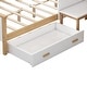 preview thumbnail 11 of 9, Full Size Wooden House Bed White & Original Wood Colored Frame with Drawer, Desk and Bookshelf for Children or Guest Room