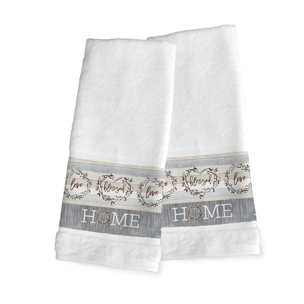 Laural Home Loving Home Cotton Hand Towel Set of 2 - 16x29 - 16" x 29"