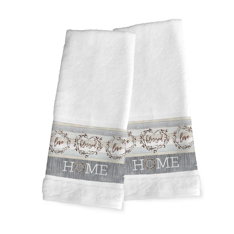 Laural Home Loving Home Cotton Hand Towel Set of 2 - 16x29 - 16" x 29"