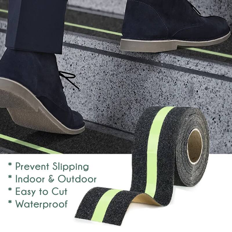Non-Slip Glow In The Dark Tape - Heavy Duty Grip Tape For Stairs - Waterproof Safety Anti Slip Tape For Staircase, Dark Areas
