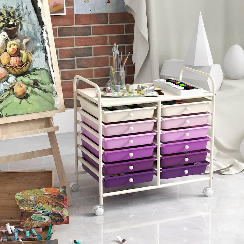 Costway 12 Drawers Rolling Cart Storage Scrapbook Paper Studio - See Details
