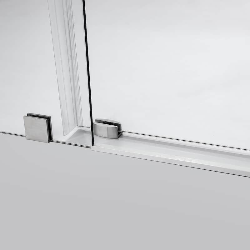 Villena 60" W x 78" H Single Sliding Shower Door,Brushed Nickel - 60 inches