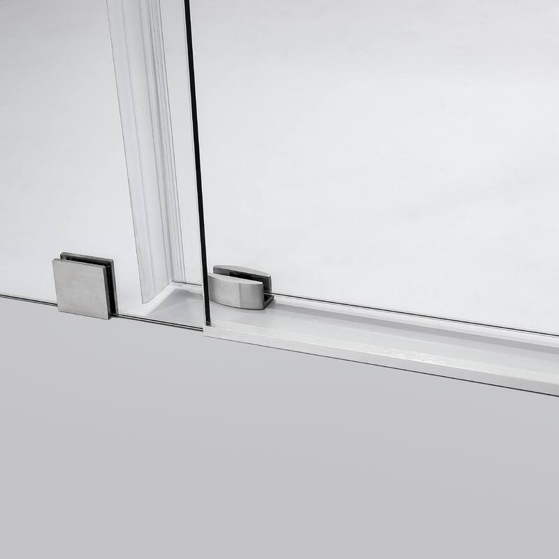 Villena 68" W x 78" H Single Sliding Shower Door,Brushed Nickel - 68 inches