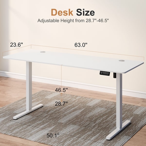 dimension image slide 5 of 16, Electric Standing Desk, Height Adjustable Desk with LED Display