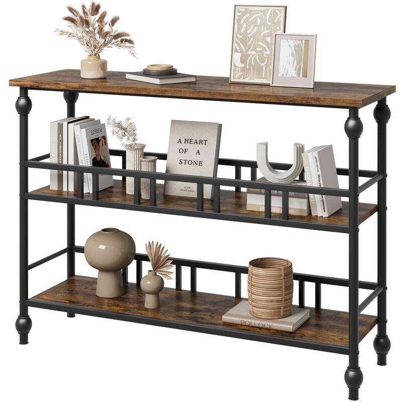 3-Tier Entryway Table with Storage and Metal Frame
