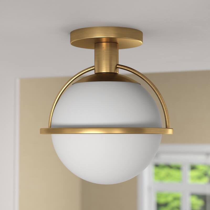Cieonna 9.25" Wide Semi Flush Mount with Glass Shade - Gold