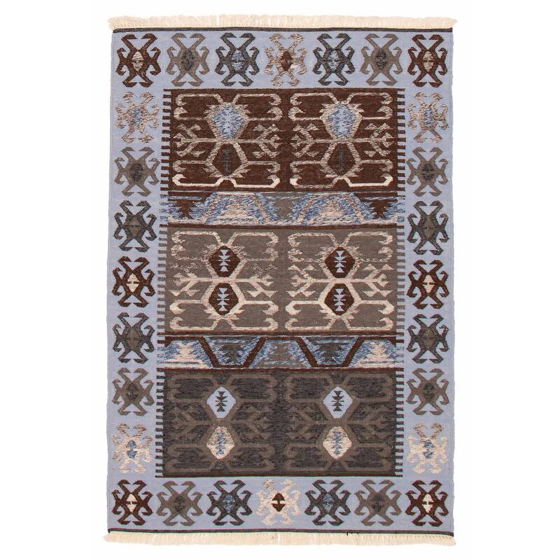 Ankara FW Blue Kilim 5'1" x 7'10" - 5'1 x 7'10 - Light Blue - 5'1 x 7'10