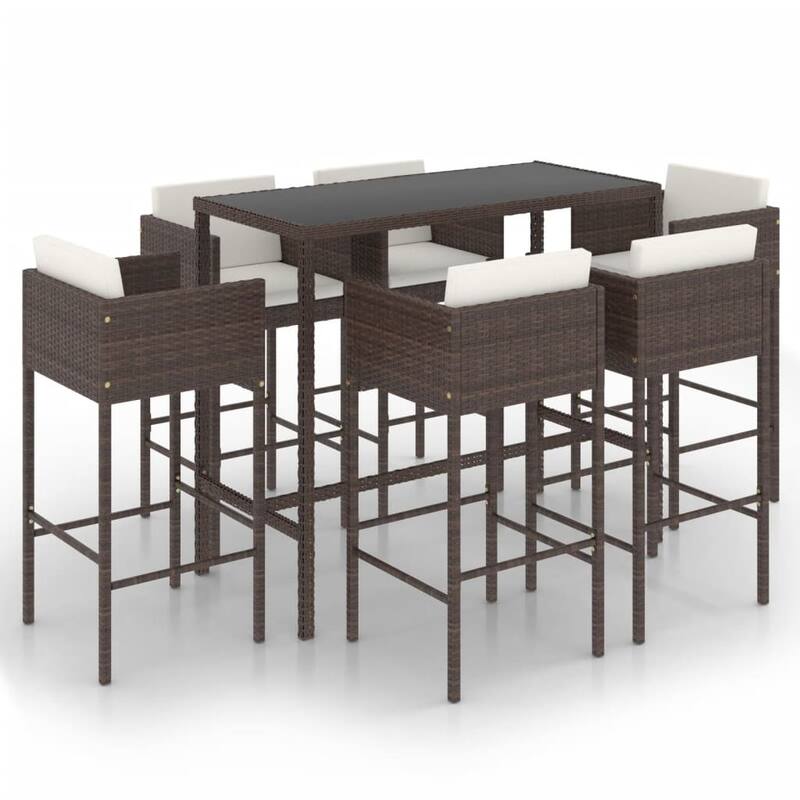 vidaXL Patio Bar Set Outdoor Bistro Set Bar Stool Bistro Table Poly Rattan