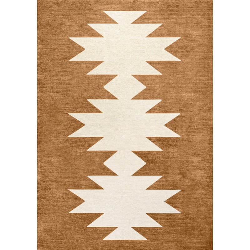 JONATHAN Y Adriel Solid Low-Pile Machine Washable Area Rug - 5 X 8 - Terracotta/Cream