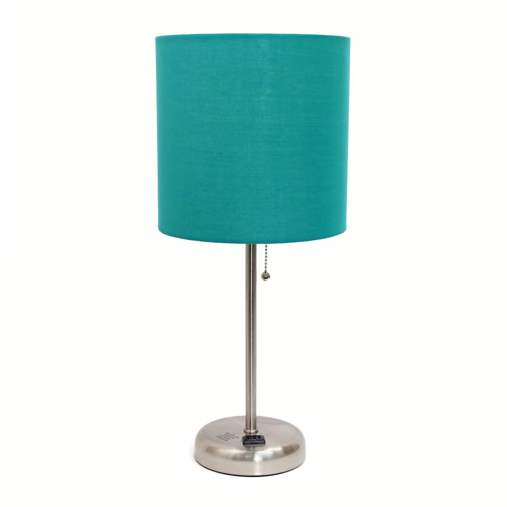Stick Base Bedside Table Desk Lamp with Drum Shade - 19.5" - Teal