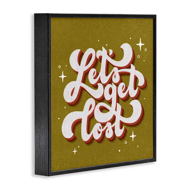 Stupell Let's Get Lost Retro Lettering Framed Giclee Art Design By Sarah Hickman