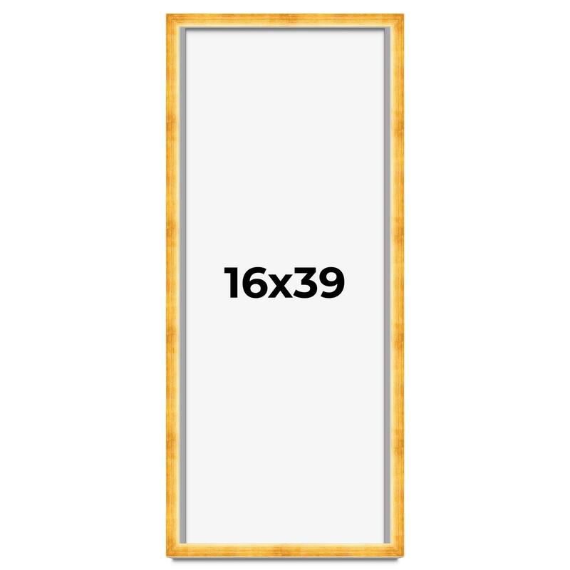 16x39 Shadow Box Frame Gold | 1.625 Inches Deep Real Wood Traditional