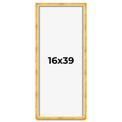 16x39 Shadow Box Frame Gold | 1.625 Inches Deep Real Wood Traditional