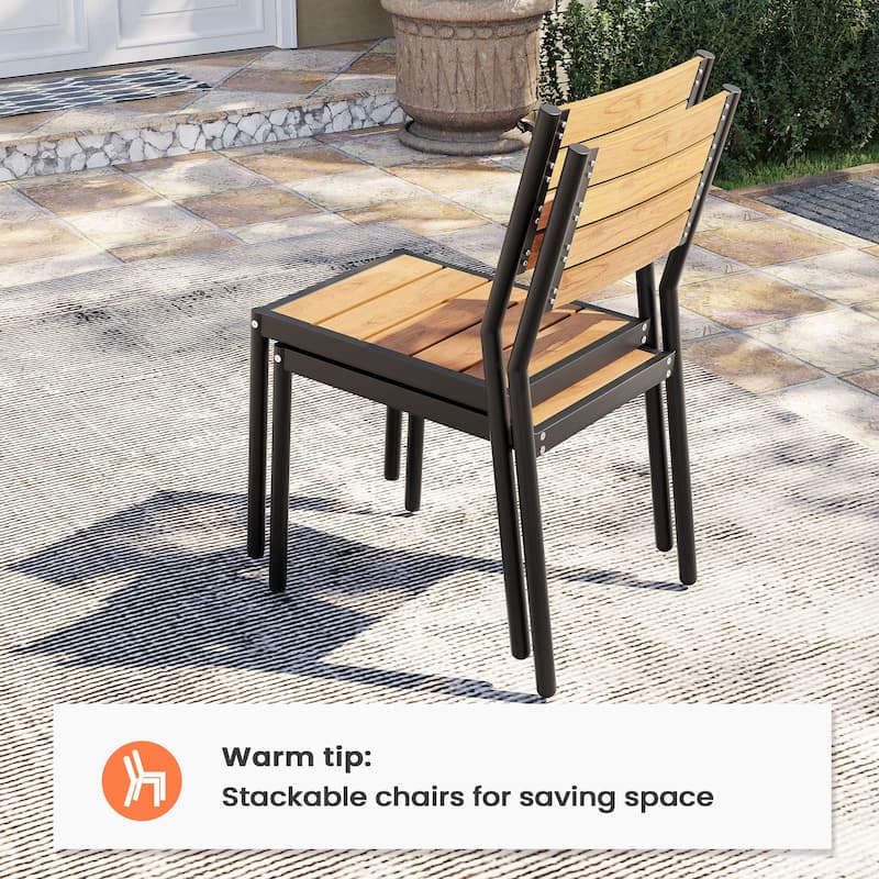 Pellebant 11-PC Aluminum X Frame Outdoor Patio Dining Set Table with Stackable Chairs