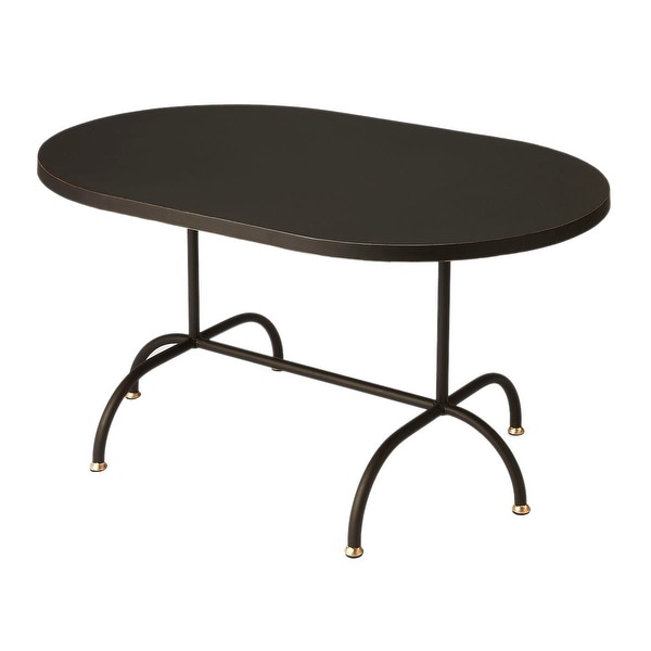 Shop Offex Modern Black Gold Iron and Wood Oval Coffee ...