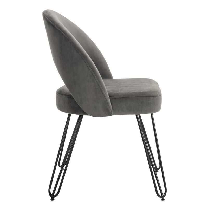 SAFAVIEH Jora Velvet Retro Dark Grey Side Chair (Set of 2) - 21.3" x 24.3" x 31.8"