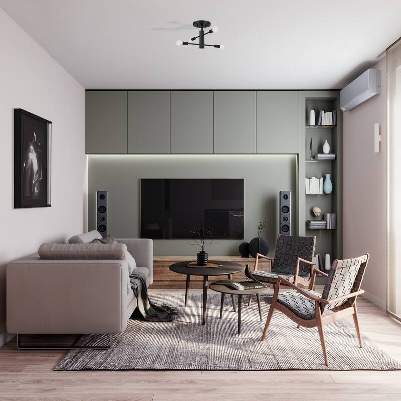 Arlo 14.25 in. 4-Light Matte Black Minimalist Semi Flush Mount with Bare Bulbs for Dining Rooms - 9