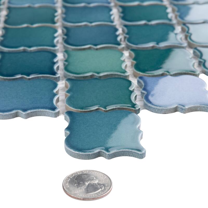 Merola Tile Hudson Tangier Aquamarine 12-3/8" x 12-3/8" Porcelain Mosaic Floor and Wall Tile