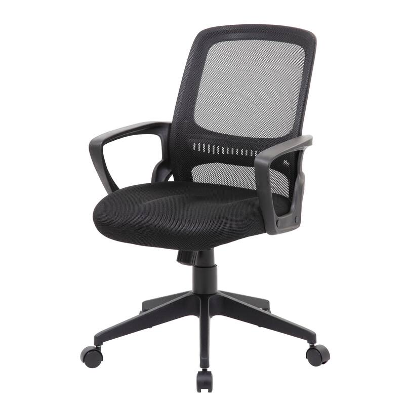Rolling Task Chair, Black Mesh, Tilt Tension and Spring Tilt, Loop Arms