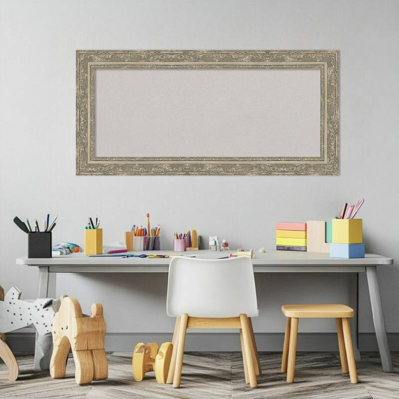 Filigree Silver Framed Cork Board - Bulletin Board, Organization Board, Pin Board