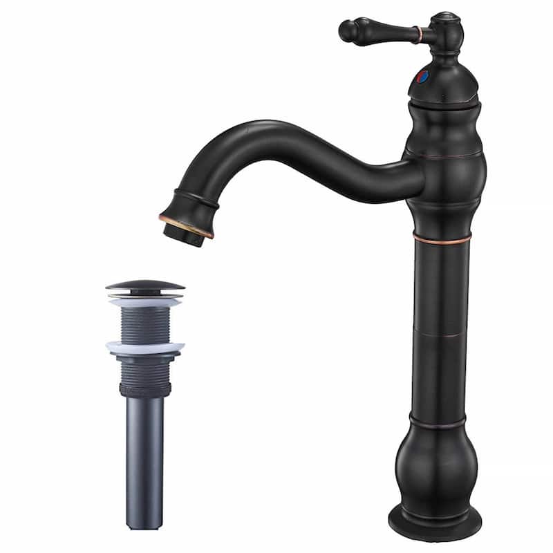 Single Handle Bathroom Vessel Faucet With Drain Assembly Single Hole Bathroon Vessel Sink Faucets Basin Vanity High Mixer Taps