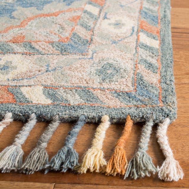 SAFAVIEH Handmade Aspen Adelia Boho Tribal Wool Rug - 2'3" x 5' - Blue/Rust
