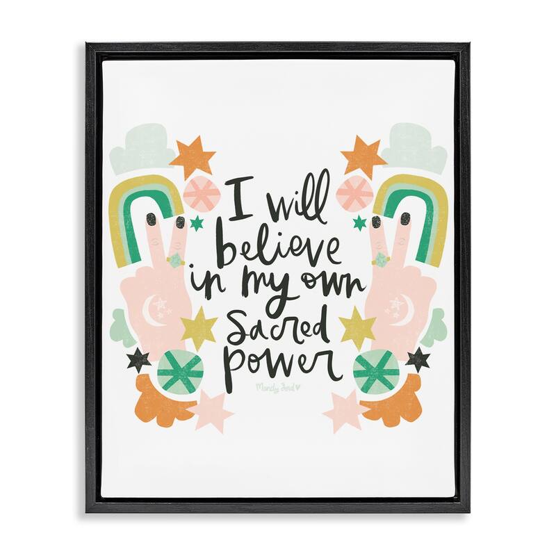 Stupell Empowering Sacred Power Sentiment Framed Floater Canvas Wall Art Design By Mandy Ford Art + Illustration - 25 x 31 - Black