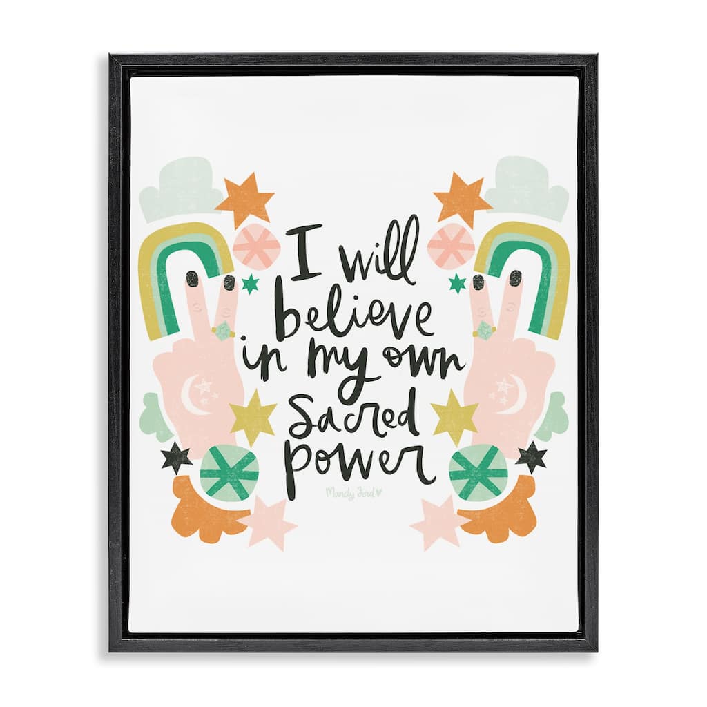 Stupell Empowering Sacred Power Sentiment Framed Floater Canvas Wall Art Design By Mandy Ford Art + Illustration