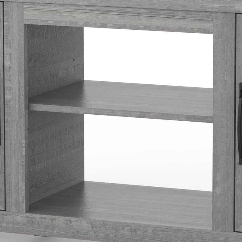 58" Farmhouse Barn Door Entryway Storage Console Table TV Stand - 58 inches in width