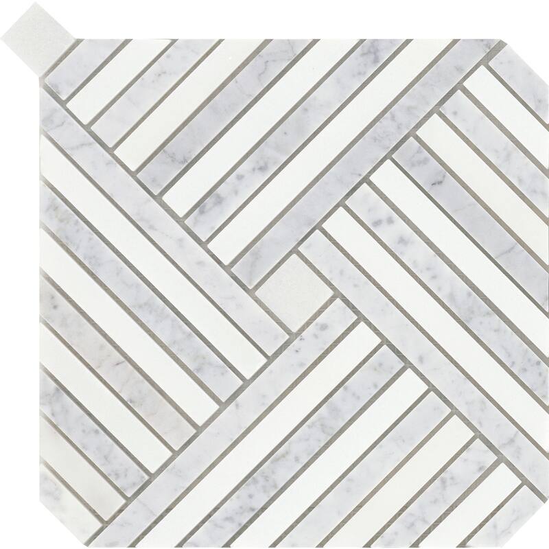 Emser Tile Alluro - 9" x 9" Square Basketweave Mosaic Wall Tile - - Silver