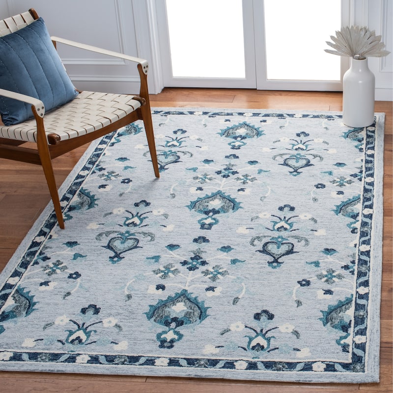 SAFAVIEH Handmade Metro Orestilla French Country Wool Rug - 8' x 10' - Blue/Ivory